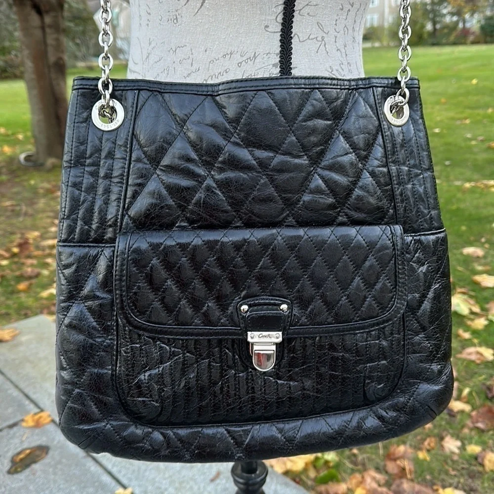 Coach quilted distressed